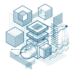 isometric linear abstract background lined vector image