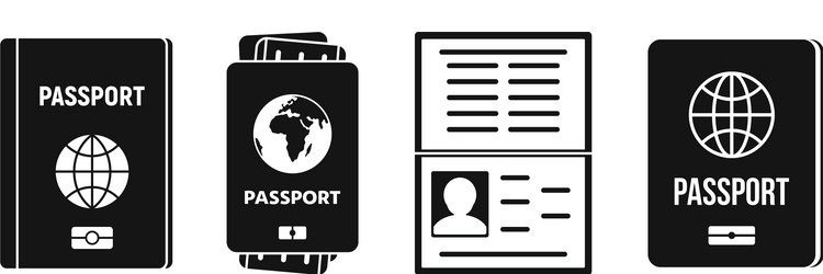 passport document icons set simple style vector