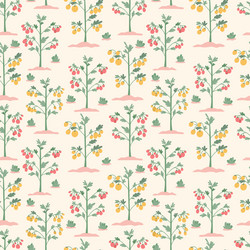 seamless pattern with yellow and red cherry vector