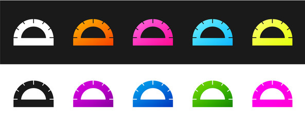 Set protractor grid for measuring degrees icon vector