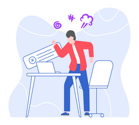 angry office worker at work place computer error vector image