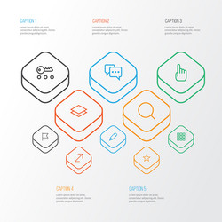 interface outline icons set collection of edit vector image