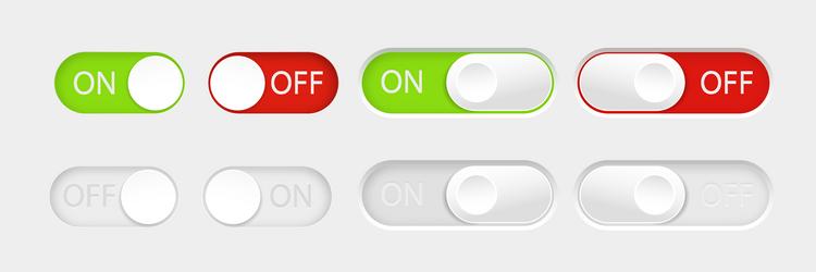 on and off toggle switch buttons material design vector image