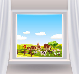 Window view interior farm rural landscape Vector Image