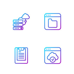 set line cloud technology data transfer server vector image