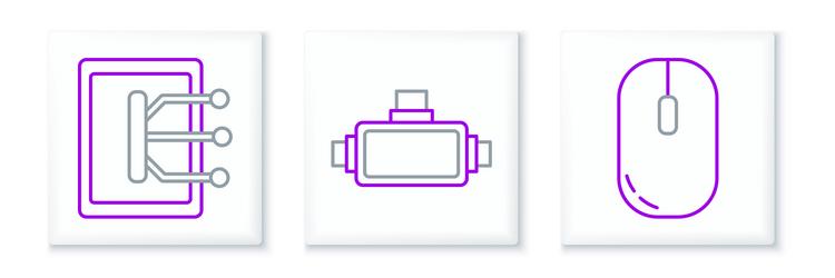 set line computer mouse tablet and virtual vector image