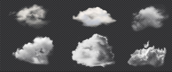Transparent white cloud sky realistic set Vector Image