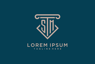 sm initial with pillar icon design clean vector image