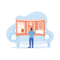 uiux designer developing a website in the office vector image