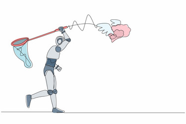 continuous one line drawing robot try to catch vector image