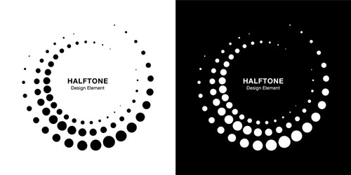 Halftone Circle Dots Frame Set vector image