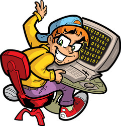 Happy Computer Nerd vector image