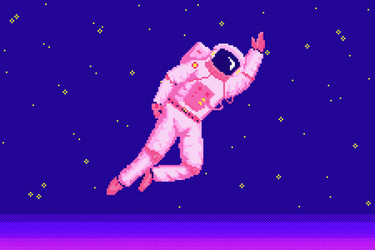pixel art astronaut spaceman 8 bit objects space vector image