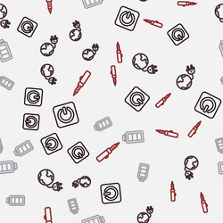 set line power button global energy planet vector image