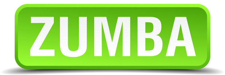 zumba green 3d realistic square isolated button vector image