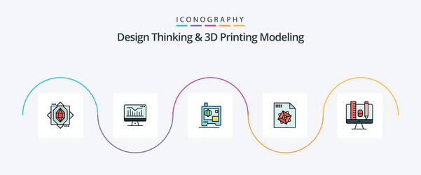 design thinking and d printing modeling line vector image
