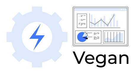 gear with lightning bolt and data dashboard vector image