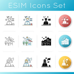 Remote works icons set video editing and design vector