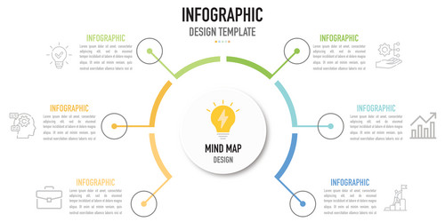 semicircular mind map infographic for business vector