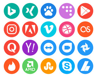 20 social media icon pack including google duo vector