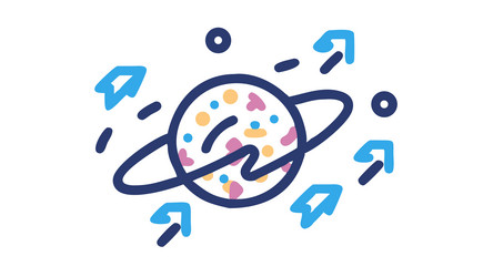 abstract communication globe with data arrows vector image