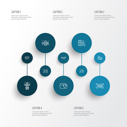 connection icons line style set with automated vector image