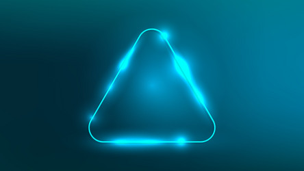 neon rounded triangle frame with shining effects vector image