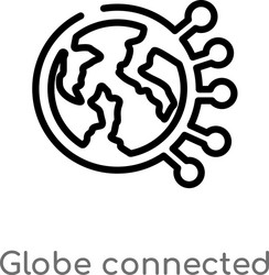 Outline globe connected circuit icon isolated vector