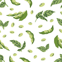 seamless pattern soybeans and pods endless vector image