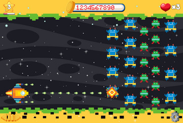 aarcade pixel space game interface vector image