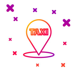 color line map pointer with taxi icon isolated vector image