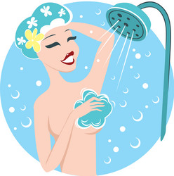 Girl in shower vector