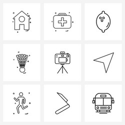 modern style set 9 line pictograph grid based vector image