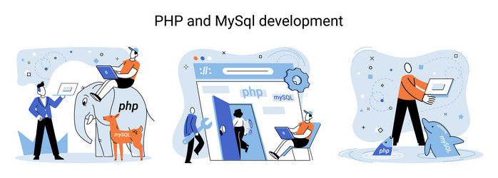 Php and mysql development software website Vector Image