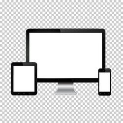 set of realistic computer monitor digital tablet vector image