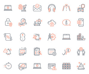 technology icons set included icon as notebook vector image
