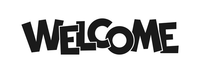 welcome black banner header print sticker stamp vector