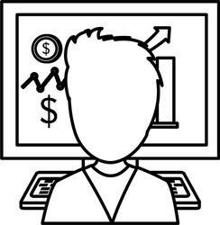 businessman working in computer character vector image