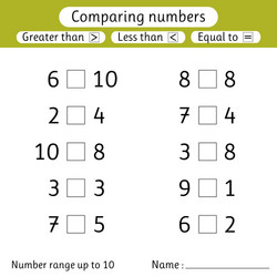 Comparing Numbers: Less Than, Greater Than, Equal vector image
