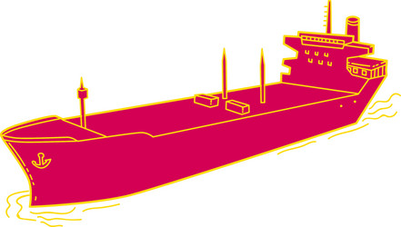 Container ship cargo boat mono line vector