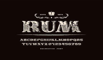 decorative extended serif font in retro style vector image