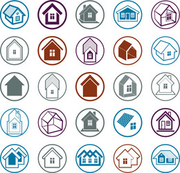 different houses icons for use in graphic design vector image