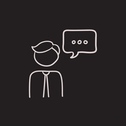 man with speech square sketch icon vector image