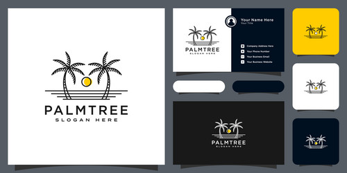 palm tree logo design and business card Vector Image