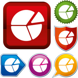 set shiny icon series on buttons pie chart vector