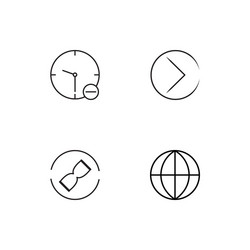 time linear icons set simple outline vector image