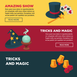 amazing show with tricks and magics internet pages vector