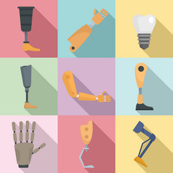 artificial limbs icons set flat style vector