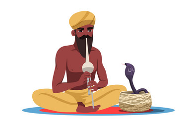 bearded indian snake charmer isolated on white Vector Image