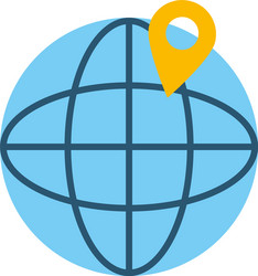 global sphere and location pin icon flat style vector image